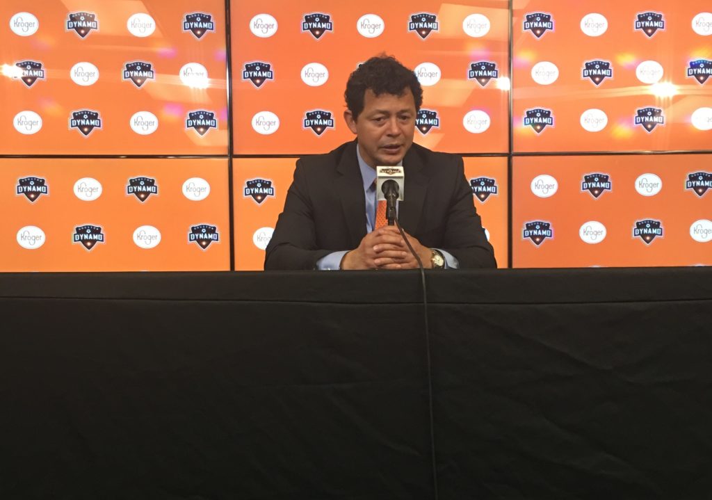 Dynamo head coach Wilmer Cabrera in post game conference