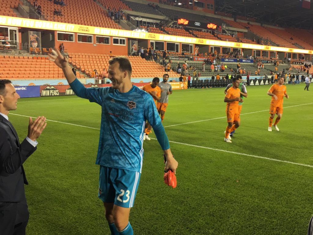 Joe Willis after Dynamo vs Crew game