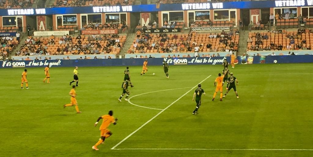 The Houston Dynamo vs the Portland Timbers in Houston