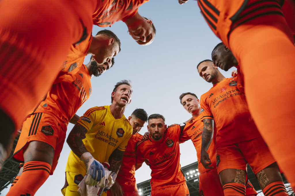 Dynamo players have a pre game chat before the game.